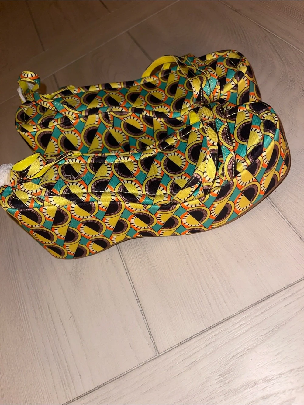 Unilady Patterned Yellow Slingback Platform Sandals
